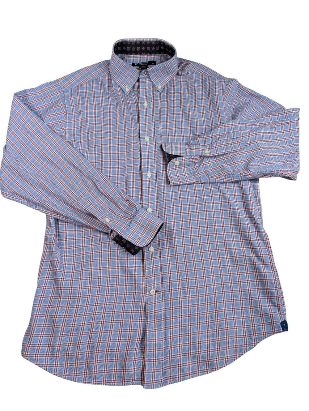 Daniel Cremieux  Classics Button Front Long Sleeve Blue  Plaid Large Super Soft